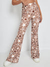 Floral Print Flare Leg Pants
