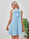 Tie Back Pleated Halter Dress