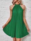 Tie Back Pleated Halter Dress