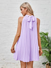 Tie Back Pleated Halter Dress