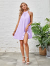 Tie Back Pleated Halter Dress