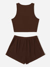 Crop Tank Top Knot Front Shorts