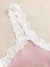 Contrast Lace Lettuce Trim Rib knit Crop Cami Top