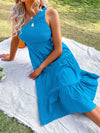 One Shoulder Shirred Ruffle Hem Dress