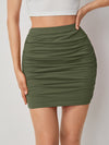 Solid Skinny Ruched Skirt