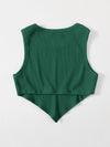 EZwear F Asymmetrical Hem Rib knit Crop Tank Top