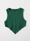 EZwear F Asymmetrical Hem Rib knit Crop Tank Top