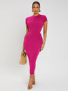 SXY Solid Round Neck Bodycon Dress