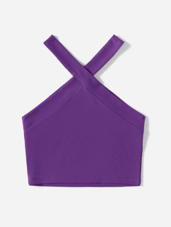 Rib Knit Halter Crop Top