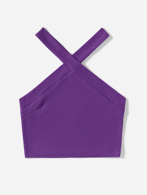 Rib Knit Halter Crop Top