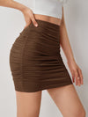 Solid Skinny Ruched Skirt