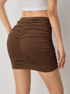 Solid Skinny Ruched Skirt