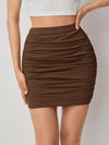 Solid Skinny Ruched Skirt