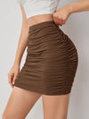 Solid Skinny Ruched Skirt