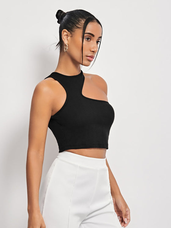 ICON Asymmetrical Shoulder Crop Top