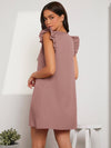 Ruffle Armhole Solid Tunic Dress