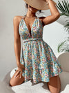 PETITE Floral Tie Backless Frill Ruffle Hem Halter Dress