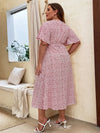 Plus Ditsy Floral Knot Side Wrap Dress