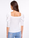 Solid Sweetheart Neck Puff Sleeve Top