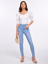Solid Sweetheart Neck Puff Sleeve Top