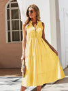 Striped Print Notched Neck A line Dress