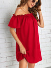 Off Shoulder Frill Trim Dress