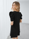 Clasi Puff Sleeve Solid Dress