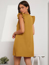 Ruffle Armhole Solid Tunic Dress