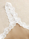 Contrast Lace Lettuce Trim Rib knit Crop Cami Top