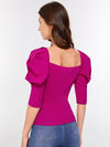 Solid Sweetheart Neck Puff Sleeve Top