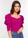 Solid Sweetheart Neck Puff Sleeve Top