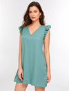 Ruffle Armhole Solid Tunic Dress