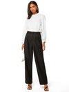 Frill Trim Flounce Sleeve Keyhole Back Blouse