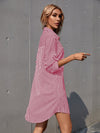 Striped Roll Up Sleeve Shirt Dress