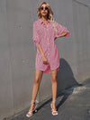 Striped Roll Up Sleeve Shirt Dress