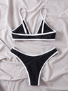 Contrast Binding High Cut Bikini Swimsuit