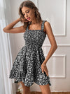 Ditsy Floral Print Shirred Frill Trim Cami Dress