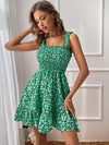 Ditsy Floral Print Shirred Frill Trim Cami Dress