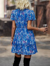 Ditsy Floral Print Lettuce Trim Dress