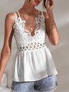Shirred Back Guipure Lace Cami Top