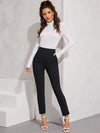 Elastic Waist Split Hem Pants