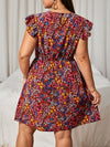 Plus Floral Print Ruffle Sleeve Dress