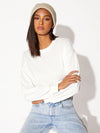 BASICS Drop Shoulder Solid Crop Pullover