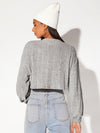 EZwear F V neck Drop Shoulder Rib knit Crop Tee