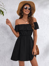 VCAY Ruffle Off Shoulder Solid Dress