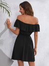 VCAY Ruffle Off Shoulder Solid Dress