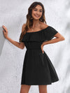 VCAY Ruffle Off Shoulder Solid Dress
