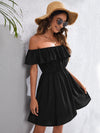 VCAY Ruffle Off Shoulder Solid Dress