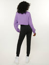 BASICS Drop Shoulder Raw Hem Crop Pullover