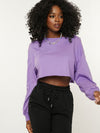 BASICS Drop Shoulder Solid Crop Pullover